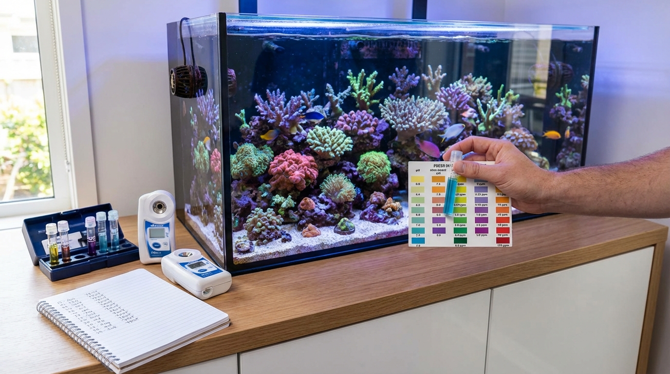 How often should I test reef tank parameters?