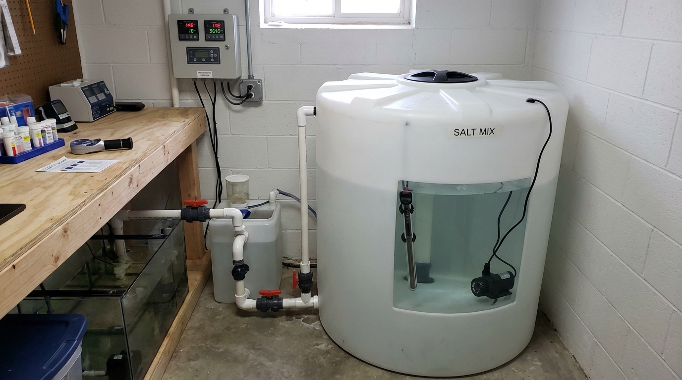 Can I store mixed saltwater for a week before a water change?