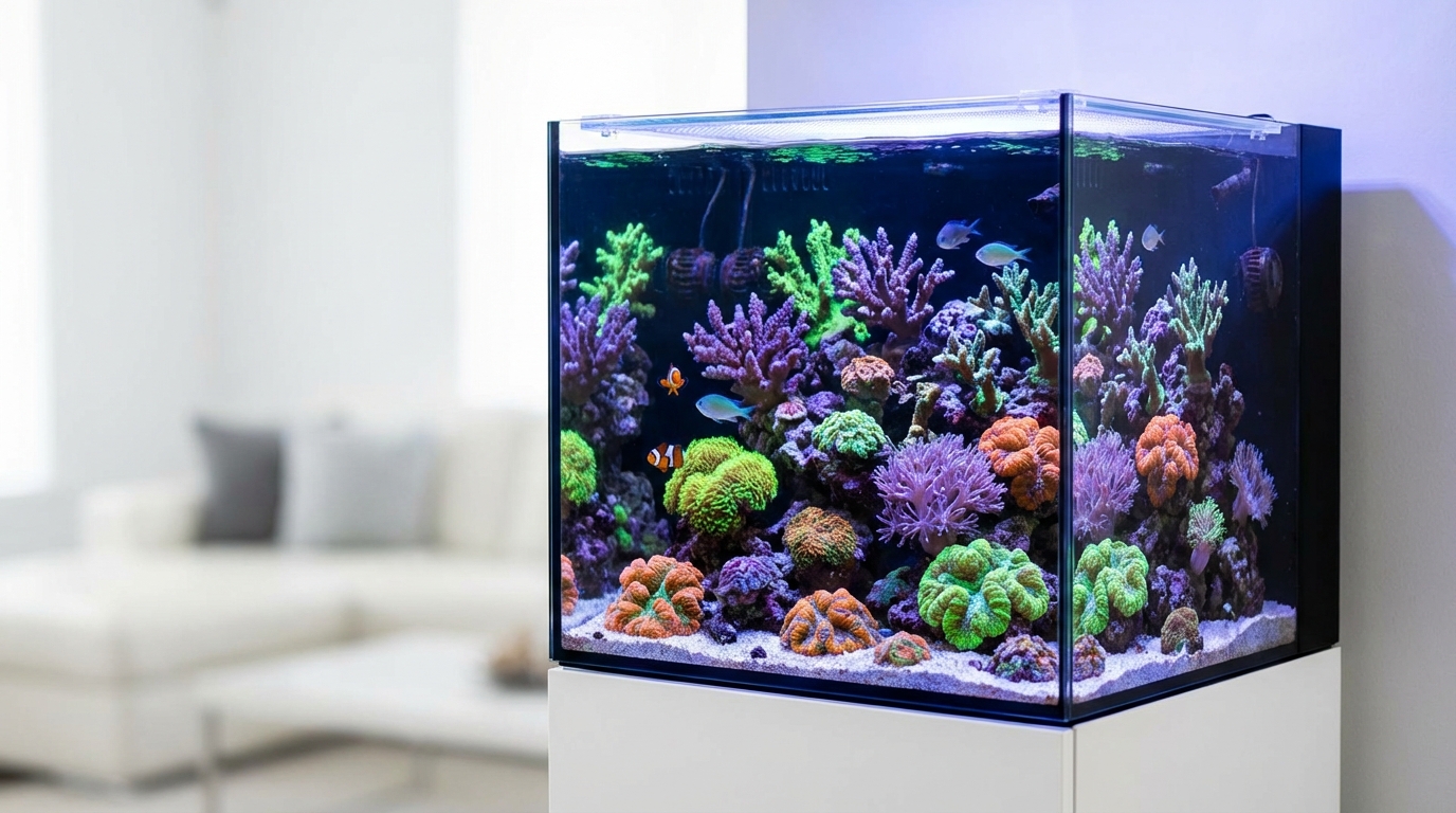 Reef return pump and wavemaker parts laid out for maintenance cleaning