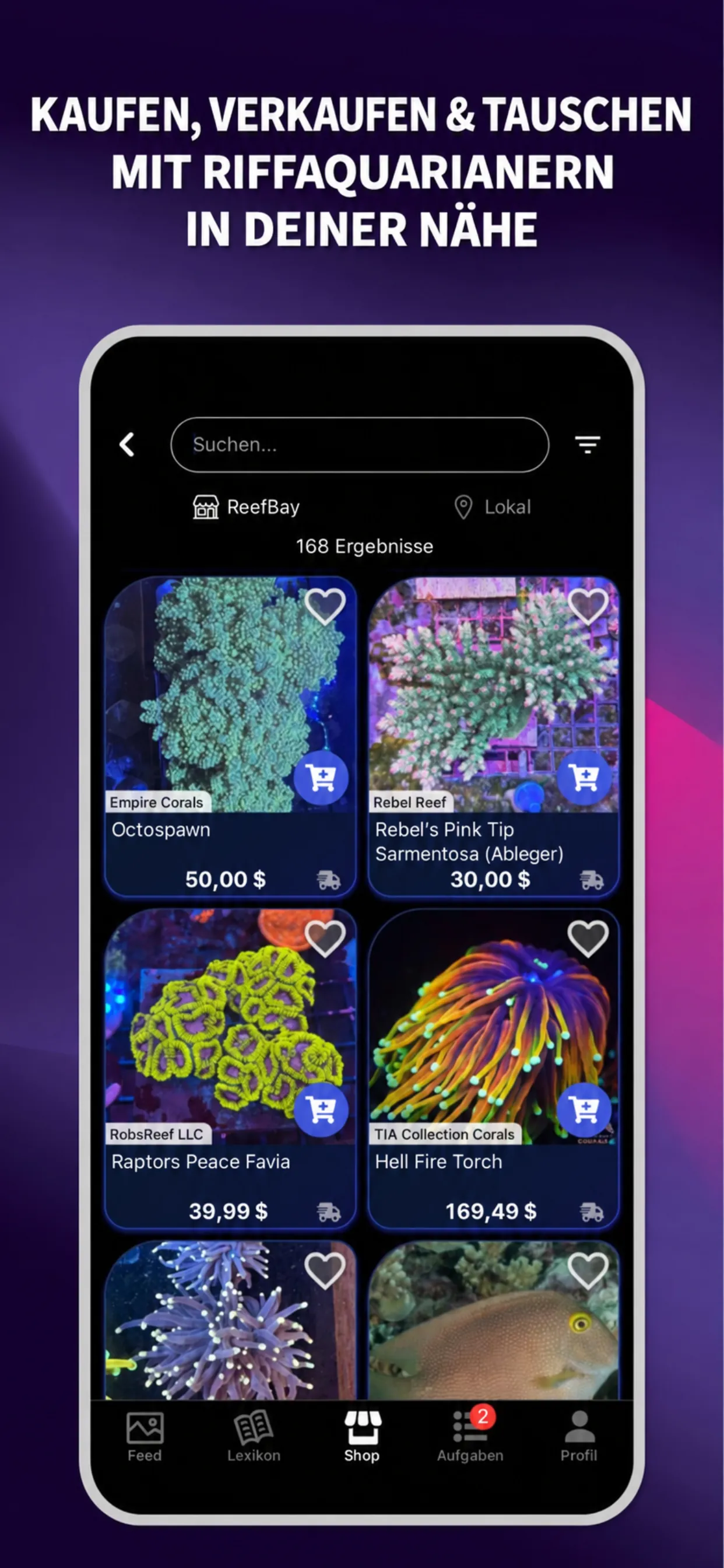 ReefBay App: Kaufen, verkaufen und tauschen mit Riffaquarianern in der Nähe