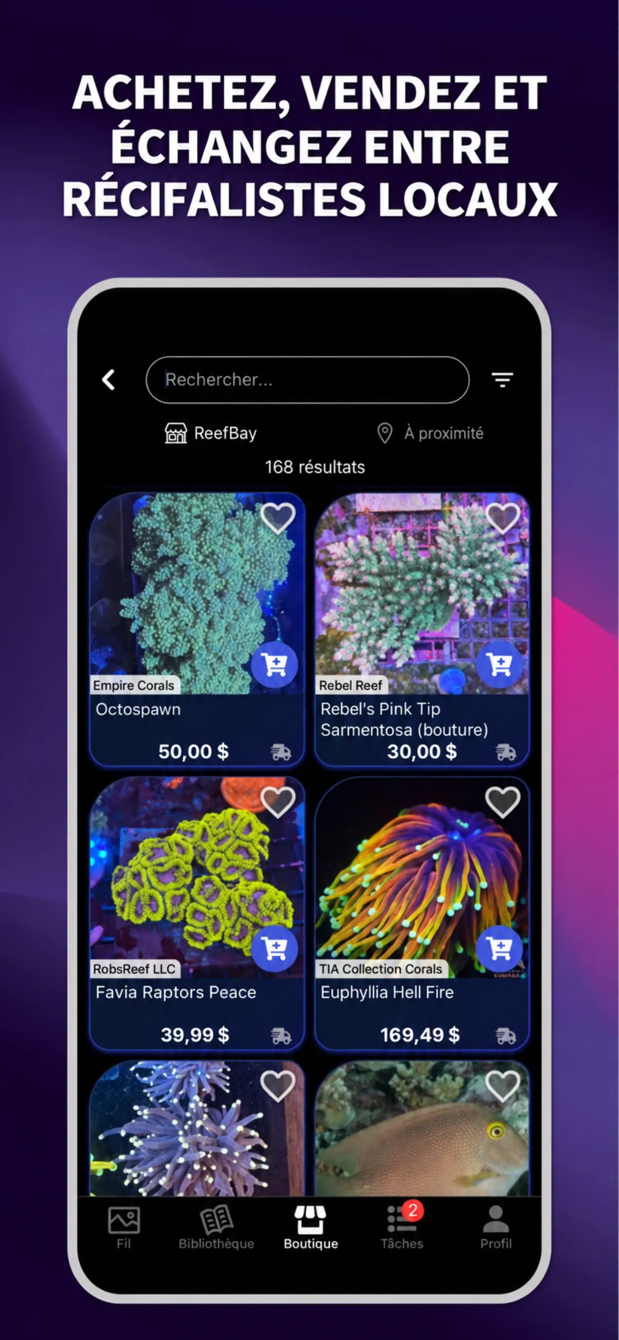 Application ReefBay : achetez, vendez et échangez entre récifalistes locaux