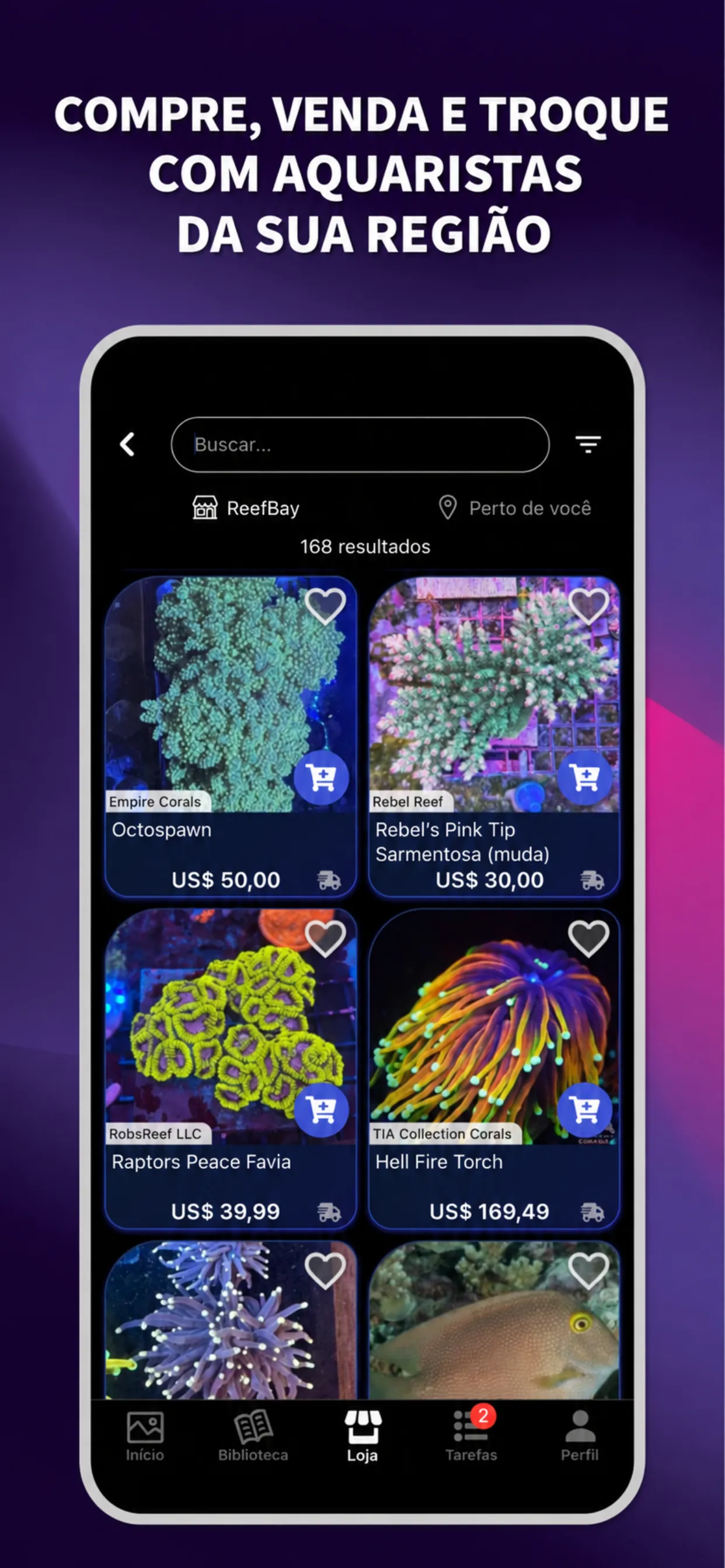 App ReefBay: compre, venda e troque com aquaristas da sua região